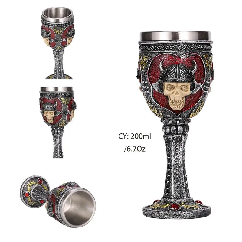 Dragon King Resin Stainless Steel Goblet 200ml Retro Wine Glass Gothic Cocktail Glasses Whiskey Cup Pub Bar Drinkware-Health Wisdom™
