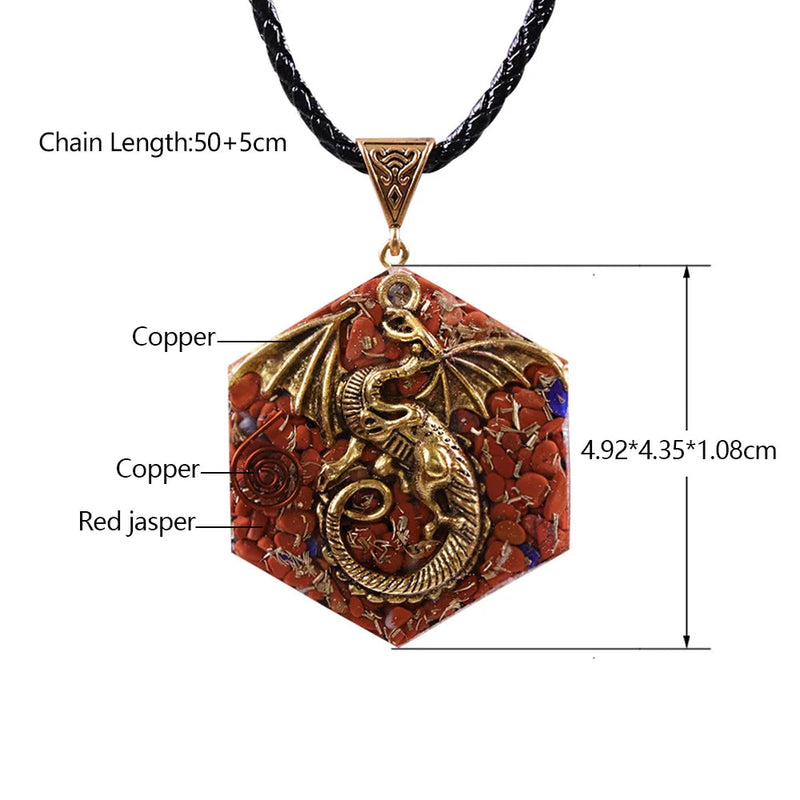 Dragon Mythology Pendants With Natural Red Jasper Orgone Energy Generator Orgonite Necklace Lucky Blessing Protection Chakra Jewelry-Health Wisdom™