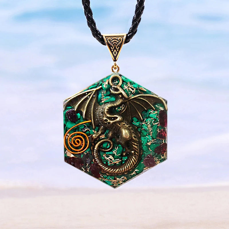 Dragon Necklace Orgone Energy Necklace Malachite Garnet Healing Crystal Orgonite For Emf Protection Amulet Jewelry-Health Wisdom™