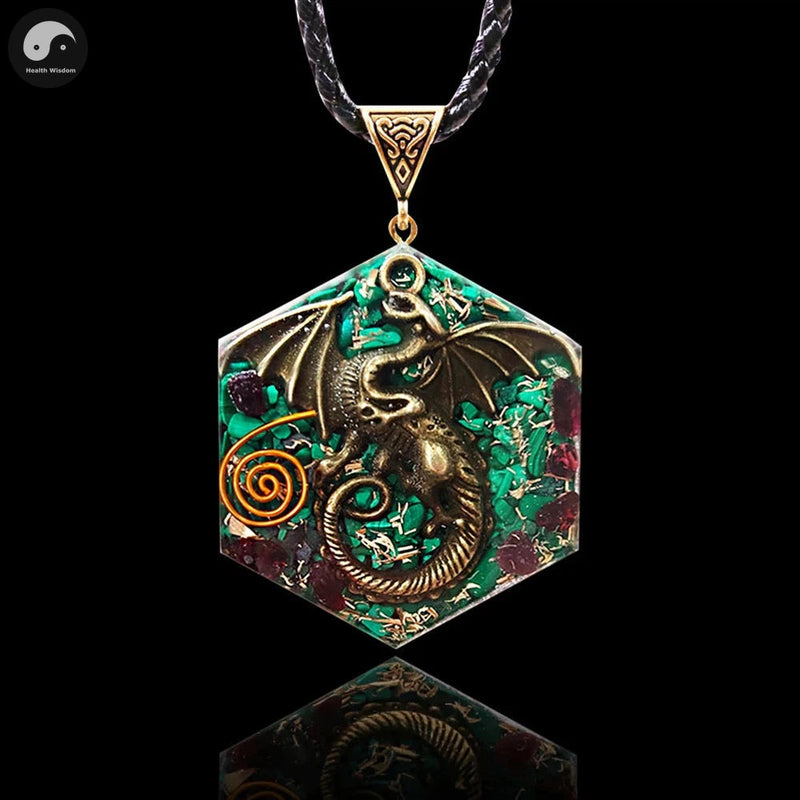 Dragon Necklace Orgone Energy Necklace Malachite Garnet Healing Crystal Orgonite For Emf Protection Amulet Jewelry-Health Wisdom™