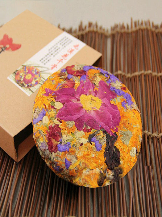 Dried Flower Tea Cake 200g Yunnan Flowers Tea Rose Lily Chrysanthemum Jasminum Peony-Health Wisdom™