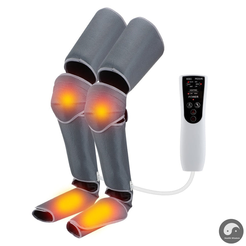 Electric Air Compression Leg Massager Pneumatic Foot and Calf Heated Air Wraps Handheld Controller Muscle Relax Pain Relief-Health Wisdom™