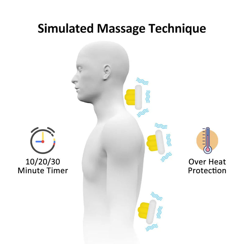 Electric Back Massager Chair Cushion Heating Vibration Home Office Lumbar Neck Mattress Pain Relief PU Seat 9 Modes-Health Wisdom™