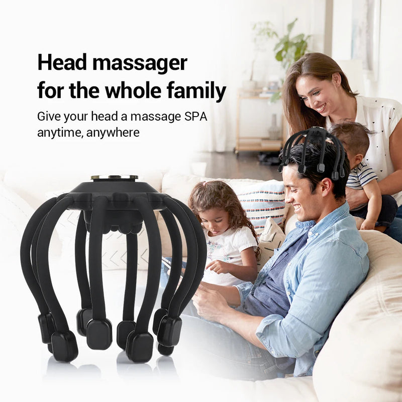 Electric Head Scalp Massager Octopus Claw Stress Relax Pain Relief Hair Stimulation Headache Scratcher Vibrator 4 Modes Music-Health Wisdom™