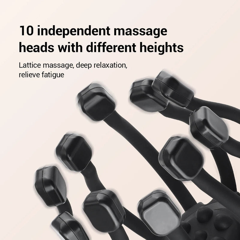 Electric Head Scalp Massager Octopus Claw Stress Relax Pain Relief Hair Stimulation Headache Scratcher Vibrator 4 Modes Music-Health Wisdom™