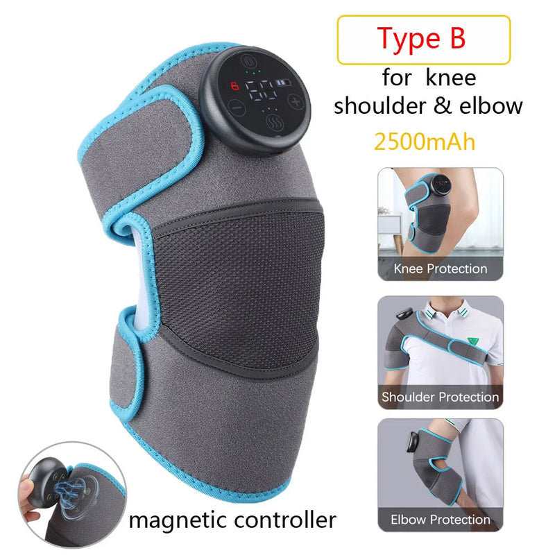 Electric Heating Knee Shoulder Massager Pad Brace LED Vibrators Orthopedics Belt 65℃ Arthritis Pain Relief Physiotherapy Charge-Health Wisdom™
