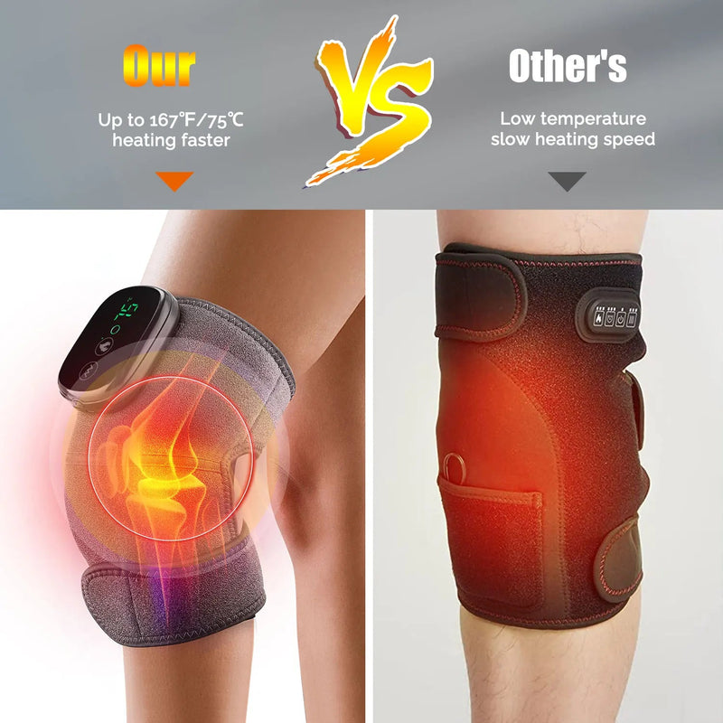 Electric Heating Knee Shoulder Massager Pad Brace LED Vibrators Orthopedics Belt 65℃ Arthritis Pain Relief Physiotherapy Charge-Health Wisdom™