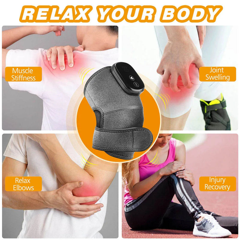 Electric Heating Knee Shoulder Massager Pad Brace LED Vibrators Orthopedics Belt 65℃ Arthritis Pain Relief Physiotherapy Charge-Health Wisdom™