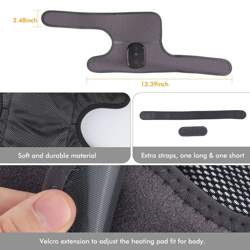 Electric Heating Knee Shoulder Massager Pad Brace LED Vibrators Orthopedics Belt 65℃ Arthritis Pain Relief Physiotherapy Charge-Health Wisdom™