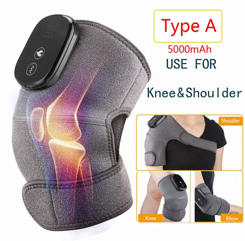 Electric Heating Knee Shoulder Massager Pad Brace LED Vibrators Orthopedics Belt 65℃ Arthritis Pain Relief Physiotherapy Charge-Health Wisdom™