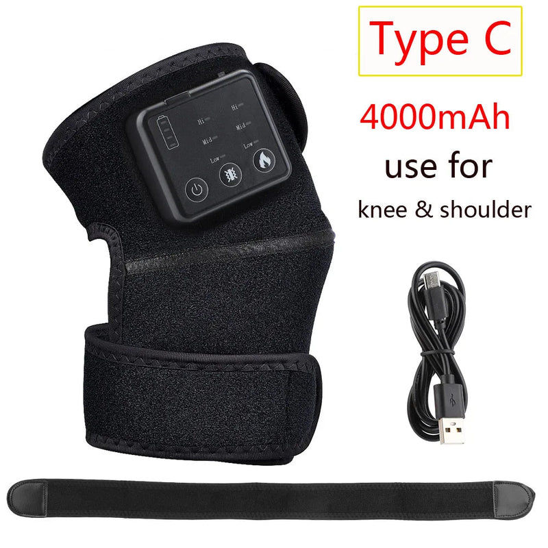 Electric Heating Knee Shoulder Massager Pad Brace LED Vibrators Orthopedics Belt 65℃ Arthritis Pain Relief Physiotherapy Charge-Health Wisdom™