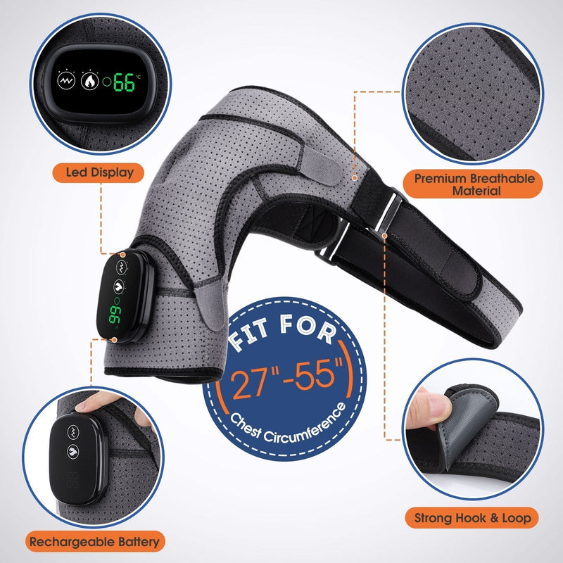 Electric Heating Shoulder Brace LED Display Vibration Shoulder Massage Support Belt Strap For Arthritis Joint Injury Pain Relief-Health Wisdom™