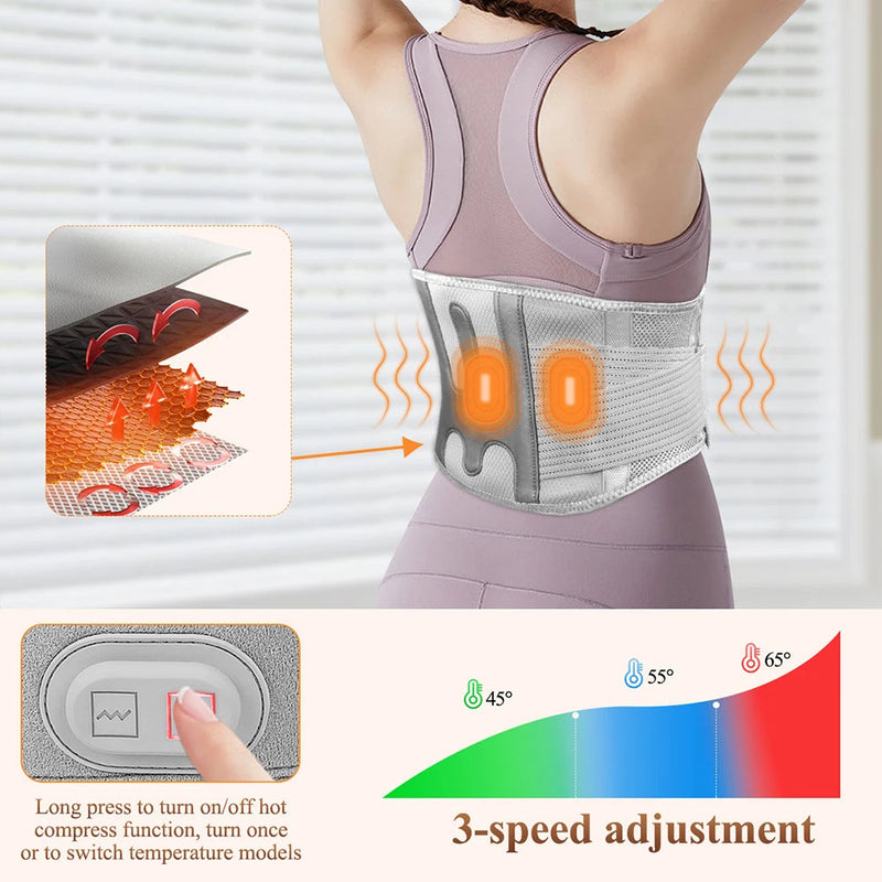 Electric Heating Waist Massage Belt Back Support Electrothermal Physiotherapy Hot Compress Lumbar Pain Relief Therapy Massager-Health Wisdom™