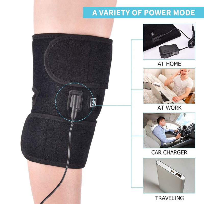 Electric Knee Protection Heating Massager Pads Therapy Adjustable Brace Support Belt Arthritis Relieve Knee Pain 3 Heating Gear-Health Wisdom™