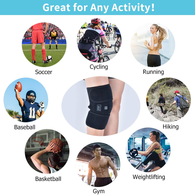 Electric Knee Protection Heating Massager Pads Therapy Adjustable Brace Support Belt Arthritis Relieve Knee Pain 3 Heating Gear-Health Wisdom™