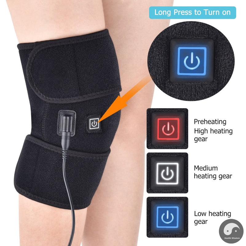 Electric Knee Protection Heating Massager Pads Therapy Adjustable Brace Support Belt Arthritis Relieve Knee Pain 3 Heating Gear-Health Wisdom™
