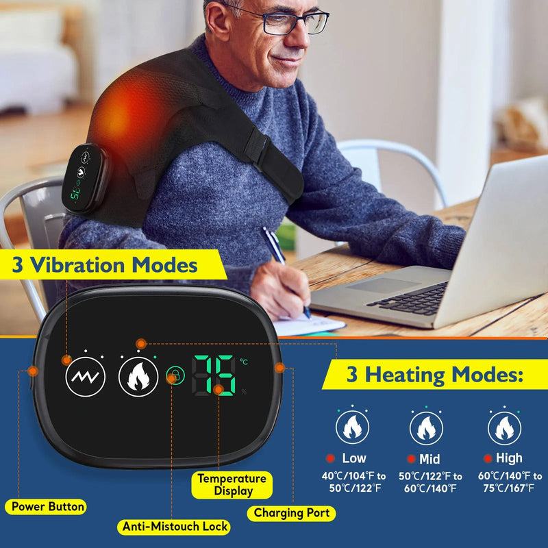 Electric Shoulder Knee Massager Wrap Belt Heating Pad Joint Arthritis for Pain Relief Brace Vibrator Thermal Physiotherapy-Health Wisdom™