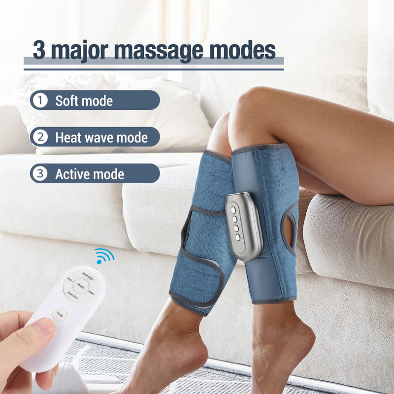 Eletric Calf Massager Leg Muscle Pain Relief Presotherapy Promote Blood Circulation Remote Control 3-Level Mode Hot Compress-Health Wisdom™