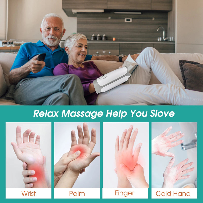 Eletric Hand Finger Acupoint Massager Machine Heated Hot Compress Air Compression Presotherapy Arthritis Palm Pain Relief Relax-Health Wisdom™