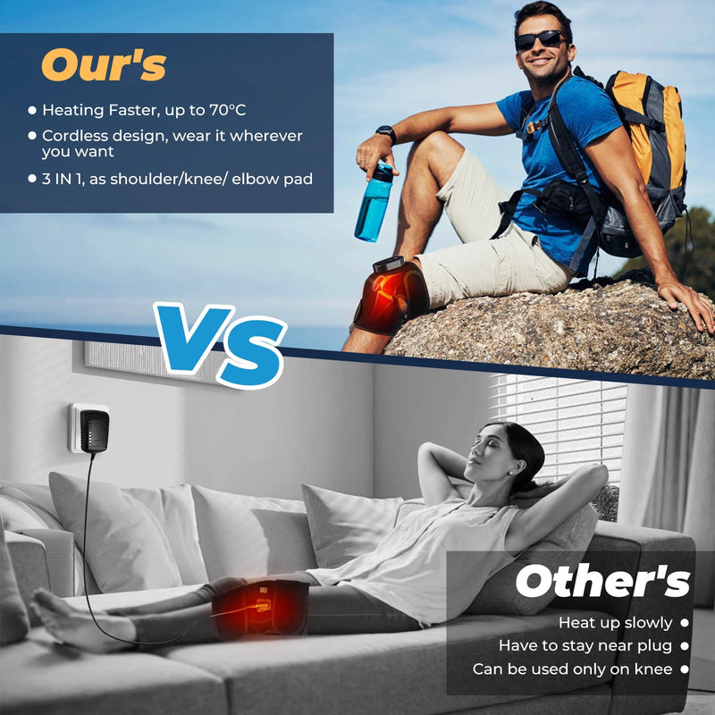 Eletric Heating Knee Pads Shoulder Protection for Joint Pain 40-70℃ Hot Compress Physiotherapy Blood Circulation Rehabilitation-Health Wisdom™