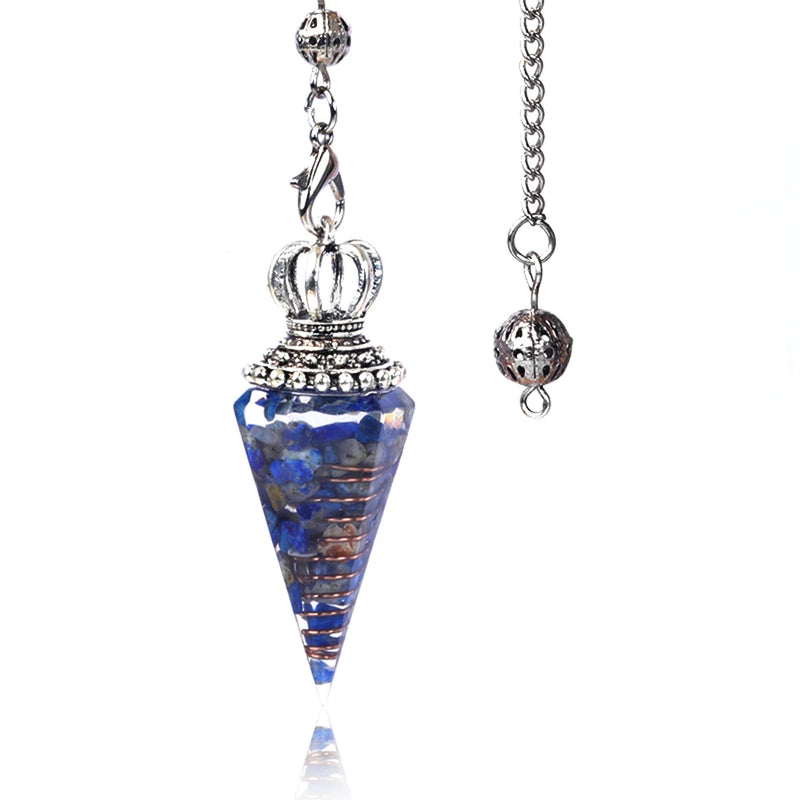 Energy Healing Chakra Orgone Pendulum for Dowsing Divination Pointed Natural Orgonite Chips Crystal Stone Pendant Yoga Meditation Pendulo-Health Wisdom™