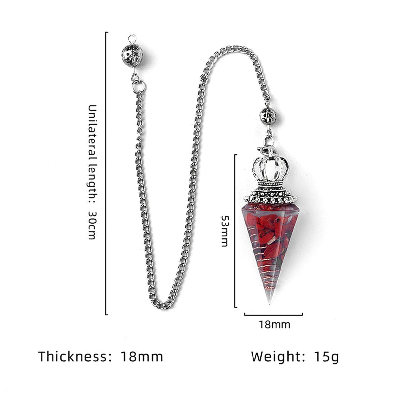 Energy Healing Chakra Orgone Pendulum for Dowsing Divination Pointed Natural Orgonite Chips Crystal Stone Pendant Yoga Meditation Pendulo-Health Wisdom™