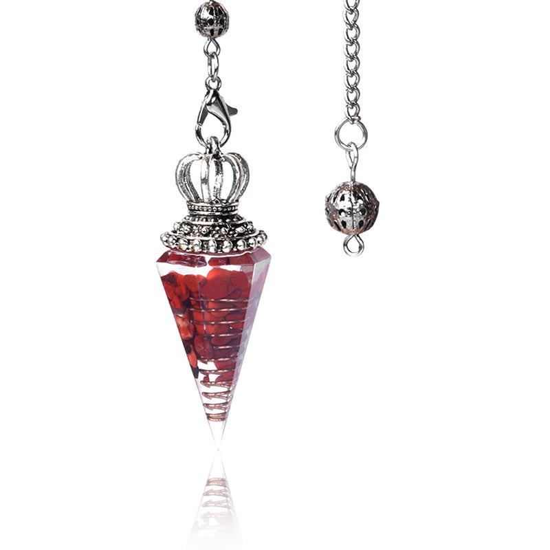 Energy Healing Chakra Orgone Pendulum for Dowsing Divination Pointed Natural Orgonite Chips Crystal Stone Pendant Yoga Meditation Pendulo-Health Wisdom™