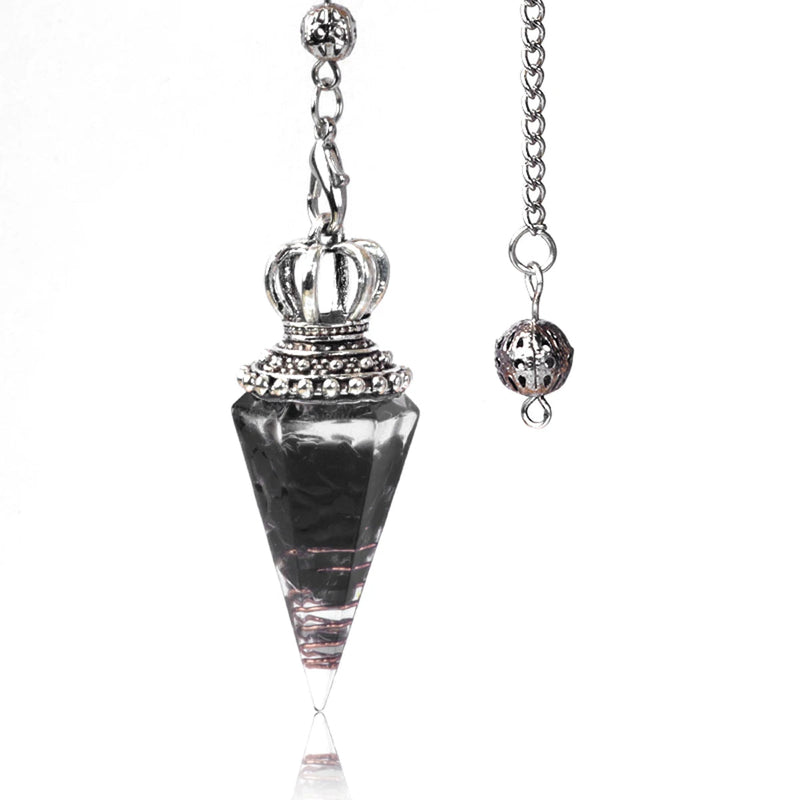 Energy Healing Chakra Orgone Pendulum for Dowsing Divination Pointed Natural Orgonite Chips Crystal Stone Pendant Yoga Meditation Pendulo-Health Wisdom™