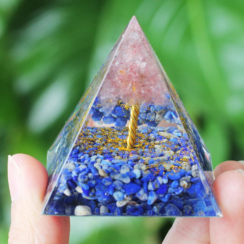 Energy Pyramid Orgonite Crystals Stone Orgone Pyramid Natural Amethyst Peridot Reiki Chakra Energy Generator Meditation Tool-Health Wisdom™
