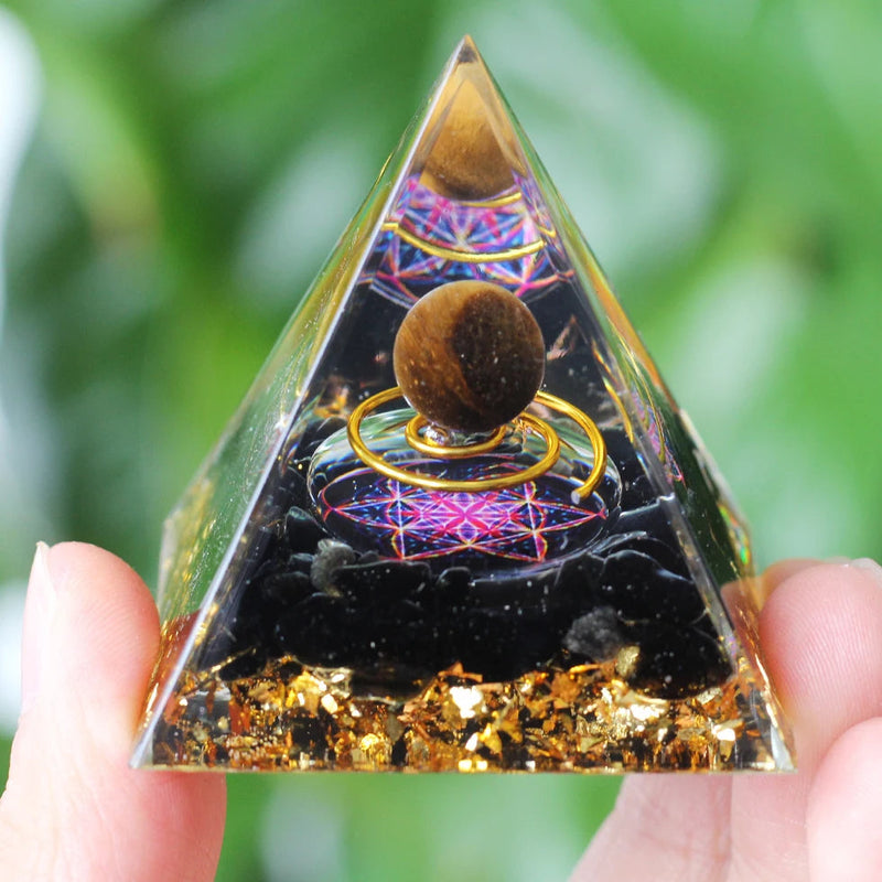 Energy Pyramid Orgonite Crystals Stone Orgone Pyramid Natural Amethyst Peridot Reiki Chakra Energy Generator Meditation Tool-Health Wisdom™
