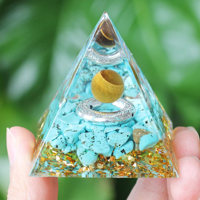 Energy Pyramid Orgonite Crystals Stone Orgone Pyramid Natural Amethyst Peridot Reiki Chakra Energy Generator Meditation Tool-Health Wisdom™