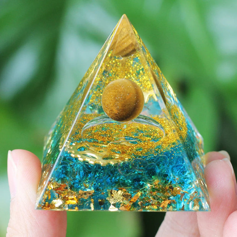 Energy Pyramid Orgonite Crystals Stone Orgone Pyramid Natural Amethyst Peridot Reiki Chakra Energy Generator Meditation Tool-Health Wisdom™