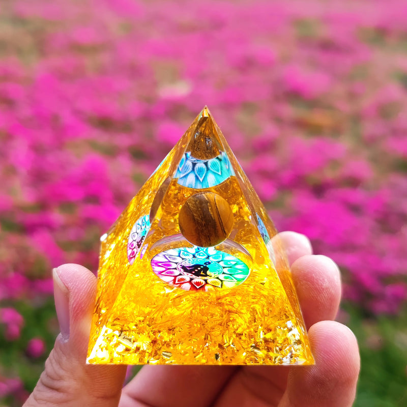 Energy Pyramid Orgonite Crystals Stone Orgone Pyramid Natural Amethyst Peridot Reiki Chakra Energy Generator Meditation Tool-Health Wisdom™