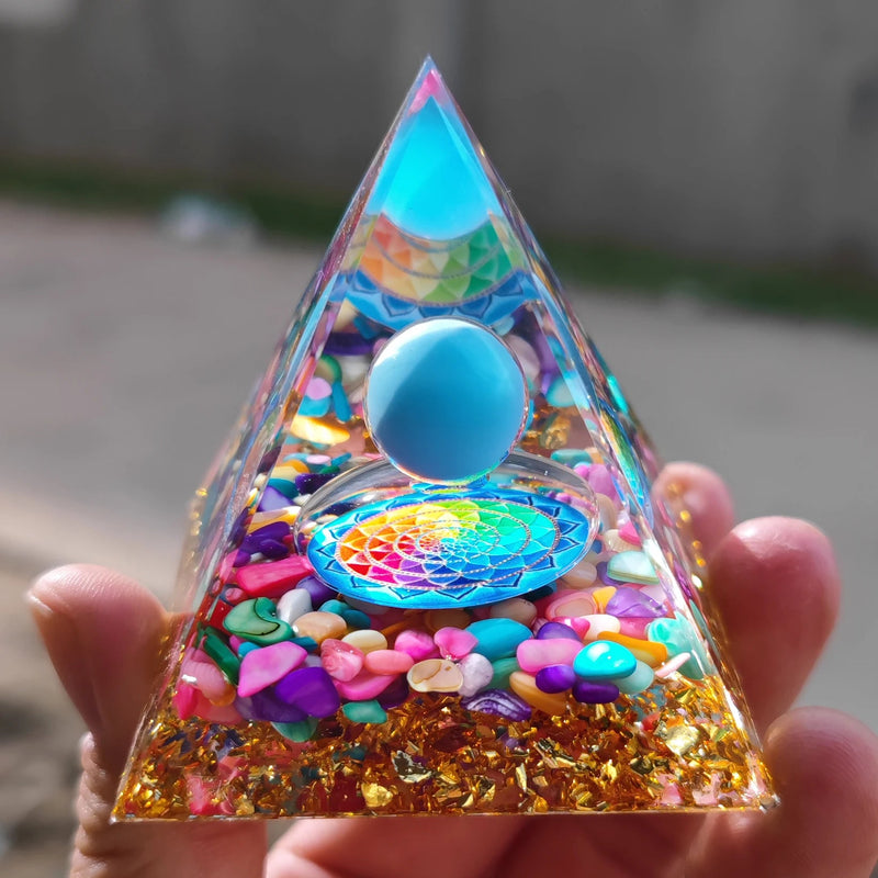 Energy Pyramid Orgonite Crystals Stone Orgone Pyramid Natural Amethyst Peridot Reiki Chakra Energy Generator Meditation Tool-Health Wisdom™