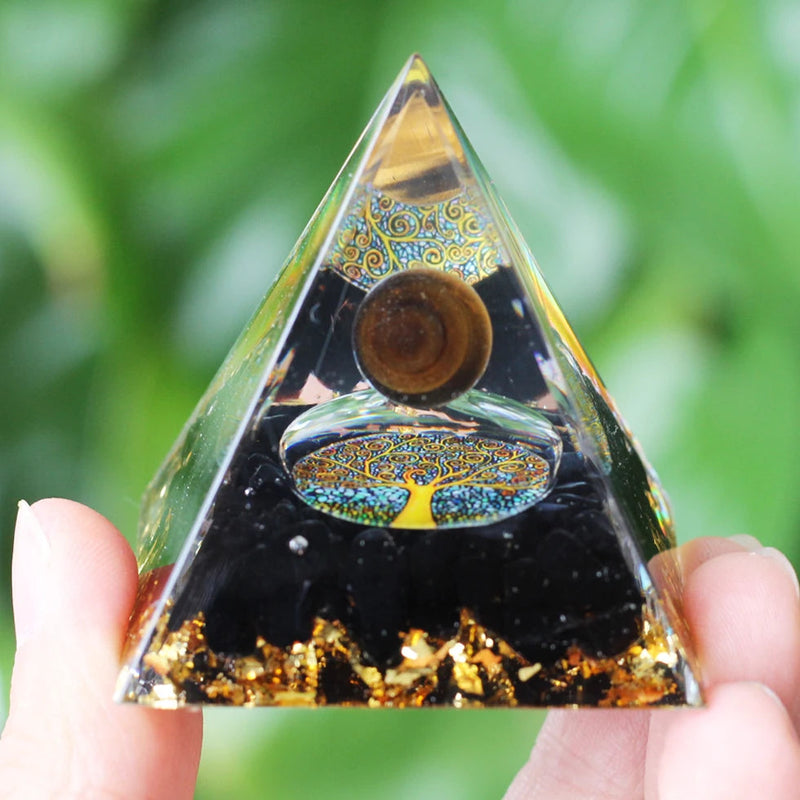 Energy Pyramid Orgonite Crystals Stone Orgone Pyramid Natural Amethyst Peridot Reiki Chakra Energy Generator Meditation Tool-Health Wisdom™