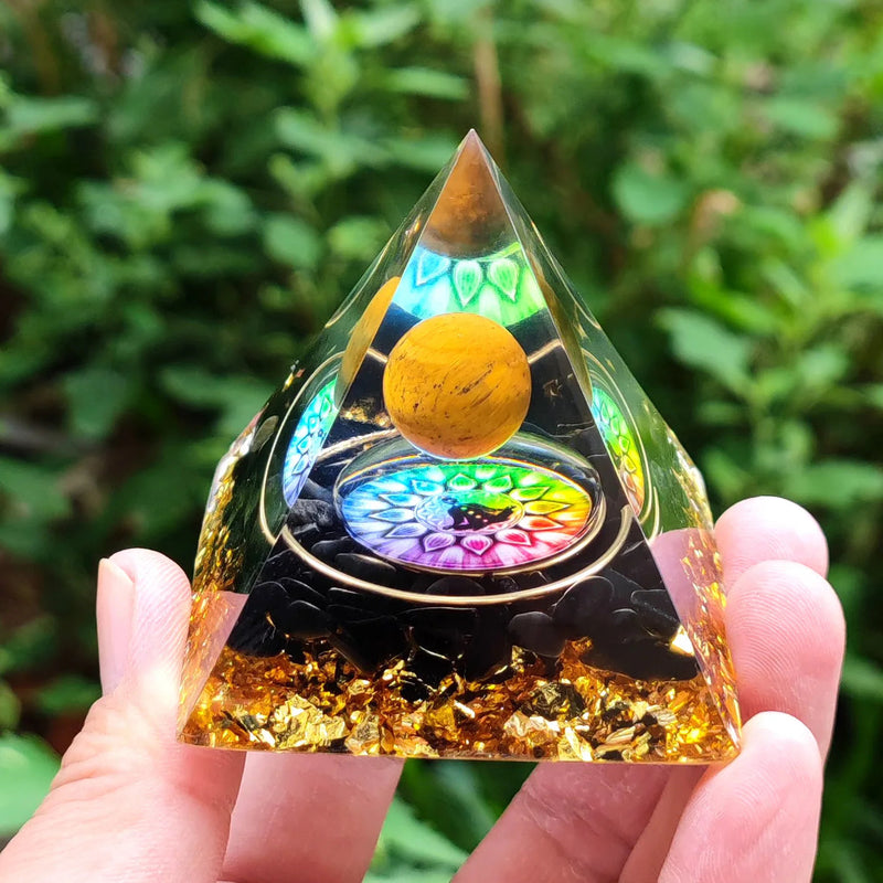 Energy Pyramid Orgonite Crystals Stone Orgone Pyramid Natural Amethyst Peridot Reiki Chakra Energy Generator Meditation Tool-Health Wisdom™