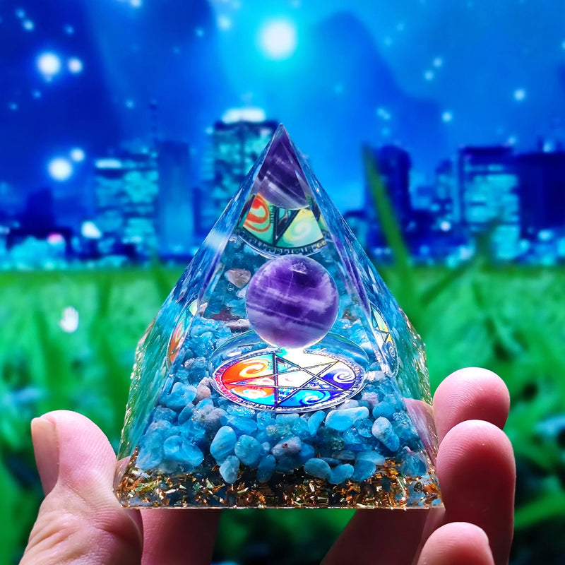 Energy Pyramid Orgonite Crystals Stone Orgone Pyramid Natural Amethyst Peridot Reiki Chakra Energy Generator Meditation Tool-Health Wisdom™
