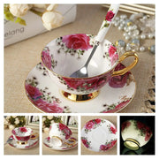 Europe Bone China Coffee Cup Saucer Spoon Set 200ml Luxury Ceramic Mug Top-grade Porcelain Tea Cup Cafe Teaware Party Drinkware-Health Wisdom™