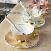 Europe Bone China Coffee Cup Saucer Spoon Set 200ml Luxury Ceramic Mug Top-grade Porcelain Tea Cup Cafe Teaware Party Drinkware-Health Wisdom™