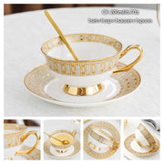 Europe Bone China Coffee Cup Saucer Spoon Set 200ml Luxury Ceramic Mug Top-grade Porcelain Tea Cup Cafe Teaware Party Drinkware-Health Wisdom™