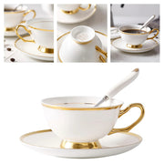 Europe Bone China Coffee Cup Saucer Spoon Set 200ml Luxury Ceramic Mug Top-grade Porcelain Tea Cup Cafe Teaware Party Drinkware-Health Wisdom™