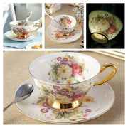 Europe Bone China Coffee Cup Saucer Spoon Set 200ml Luxury Ceramic Mug Top-grade Porcelain Tea Cup Cafe Teaware Party Drinkware-Health Wisdom™