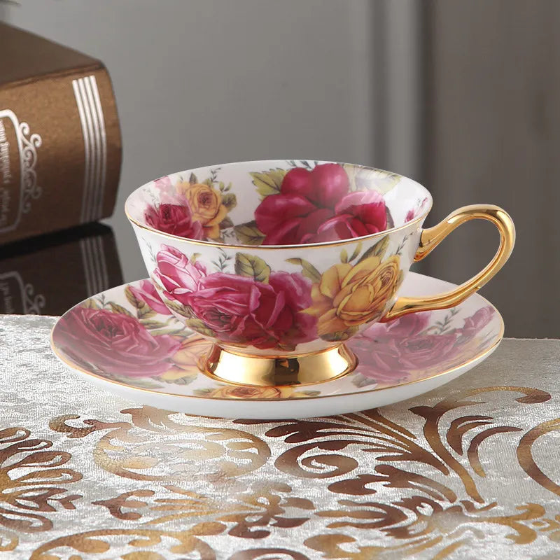 Europe Bone China Coffee Cup Saucer Spoon Set 200ml Luxury Ceramic Mug Top-grade Porcelain Tea Cup Cafe Teaware Party Drinkware-Health Wisdom™