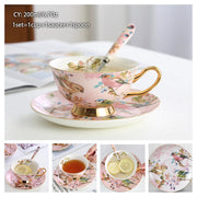 Europe Bone China Coffee Cup Saucer Spoon Set 200ml Luxury Ceramic Mug Top-grade Porcelain Tea Cup Cafe Teaware Party Drinkware-Health Wisdom™
