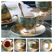 Europe Bone China Coffee Cup Saucer Spoon Set 200ml Luxury Ceramic Mug Top-grade Porcelain Tea Cup Cafe Teaware Party Drinkware-Health Wisdom™