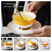 Europe Bone China Coffee Cup Saucer Spoon Set 200ml Luxury Ceramic Mug Top-grade Porcelain Tea Cup Cafe Teaware Party Drinkware-Health Wisdom™