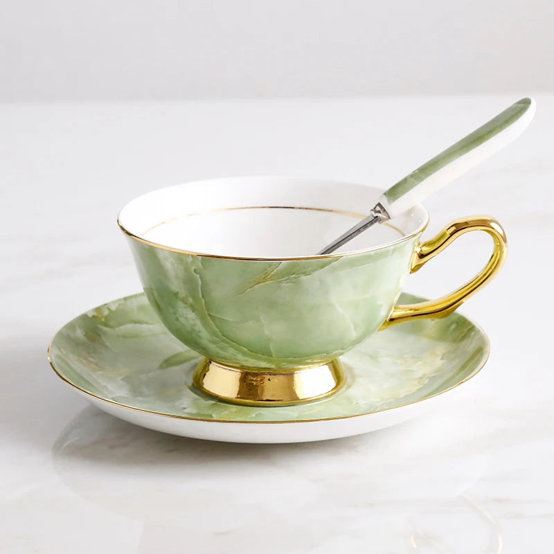 Europe Bone China Coffee Cup Saucer Spoon Set 200ml Luxury Ceramic Mug Top-grade Porcelain Tea Cup Cafe Teaware Party Drinkware-Health Wisdom™