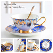 Europe Bone China Coffee Cup Saucer Spoon Set 200ml Luxury Ceramic Mug Top-grade Porcelain Tea Cup Cafe Teaware Party Drinkware-Health Wisdom™
