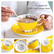 Europe Bone China Coffee Cup Saucer Spoon Set 200ml Luxury Ceramic Mug Top-grade Porcelain Tea Cup Cafe Teaware Party Drinkware-Health Wisdom™