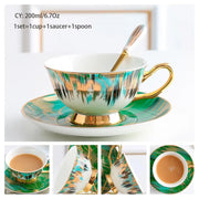Europe Bone China Coffee Cup Saucer Spoon Set 200ml Luxury Ceramic Mug Top-grade Porcelain Tea Cup Cafe Teaware Party Drinkware-Health Wisdom™